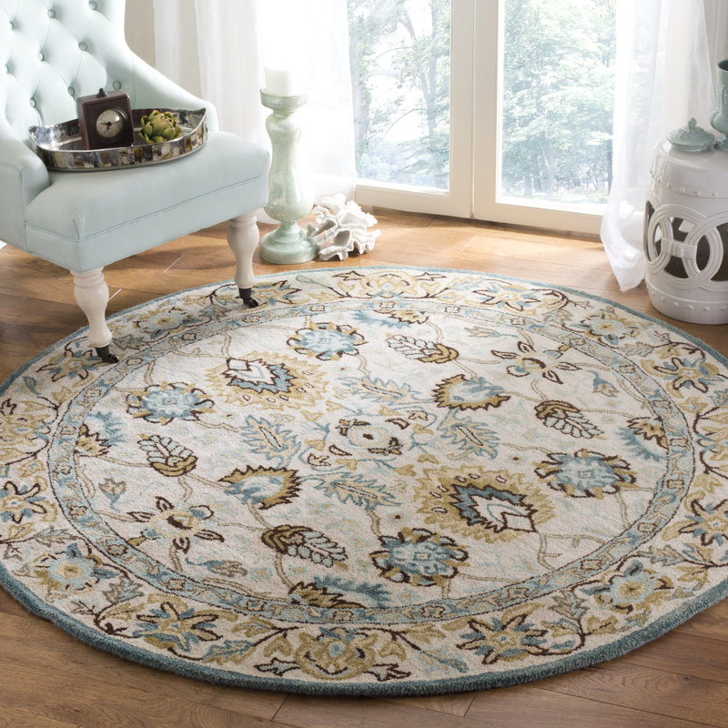 Tapis oriental en laine touffeté à la main Wangi, Rond 8 pi