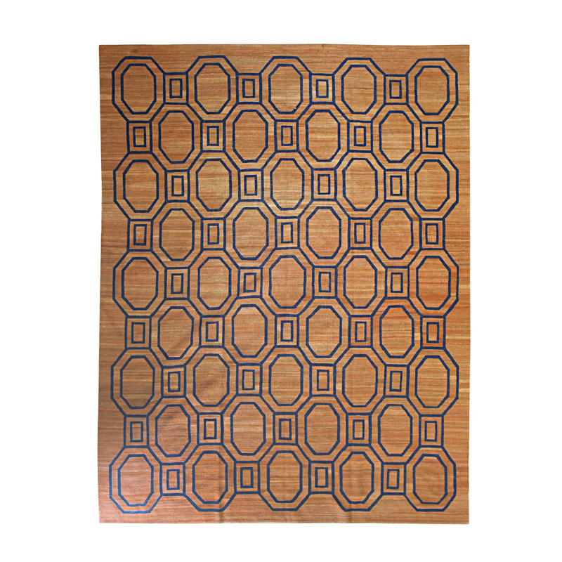 Derron Comfortable Brown Flatweave Wool Contemporary Modern Area Rug