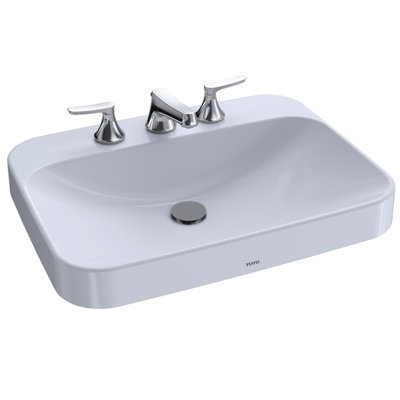 Arvina™ Vitreous China Rectangular Vessel Bathroom Sink with Overflow