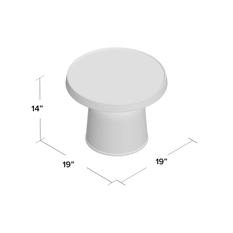 Table d'appoint Thick Top, H 14 po, Noir, blanc