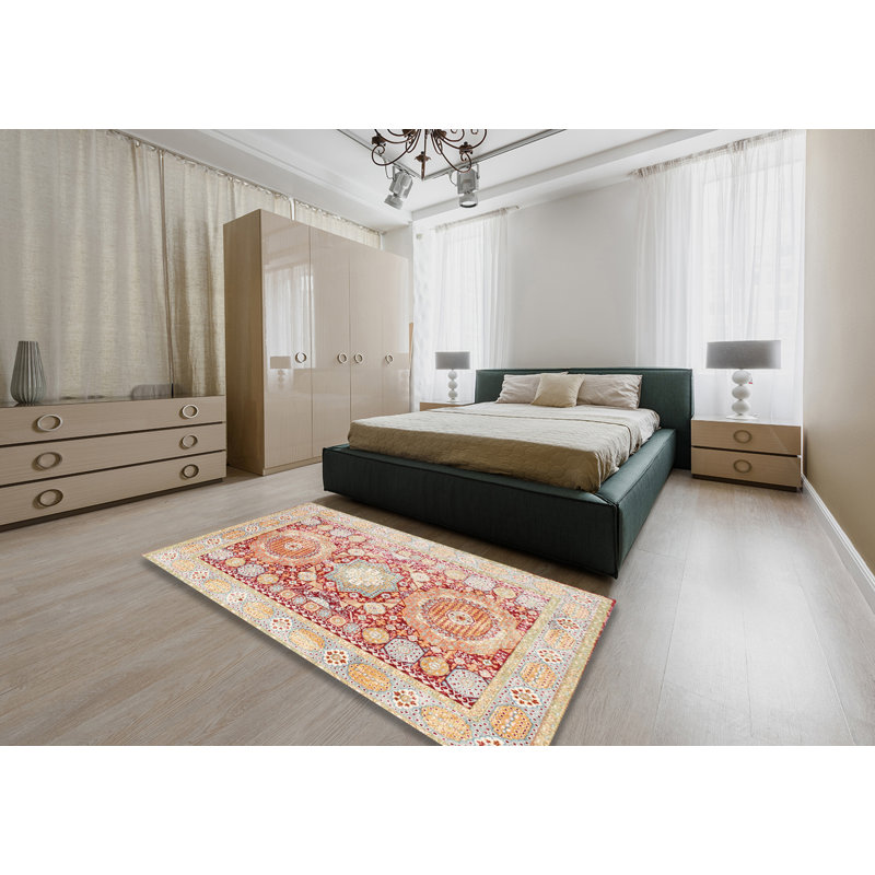 Tapis en laine rouge / brun, Rectangle 5 pi x 8 pi