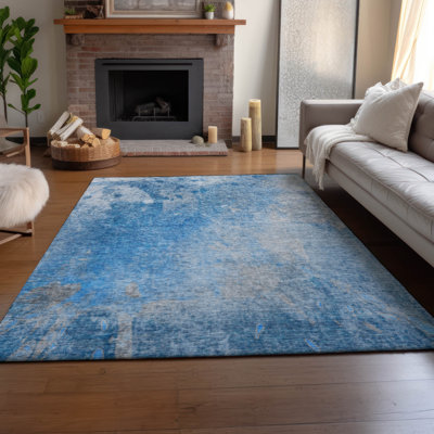 Premium Machine Washable Cerrito AMF562 Blue Rug