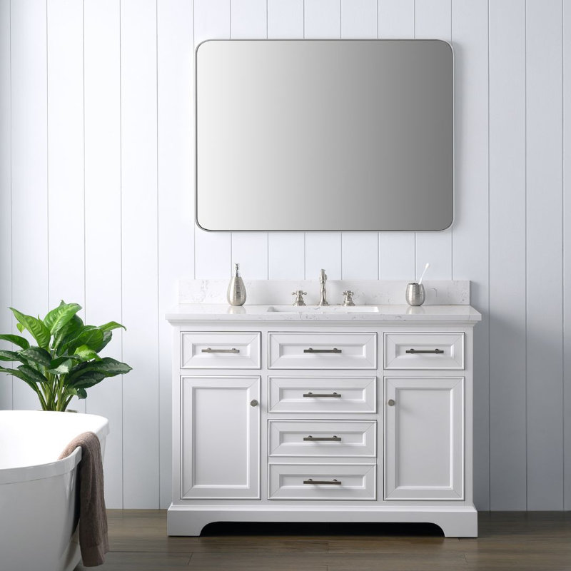 Thompson 48" W Single Vanity, White/Brushed Nickel