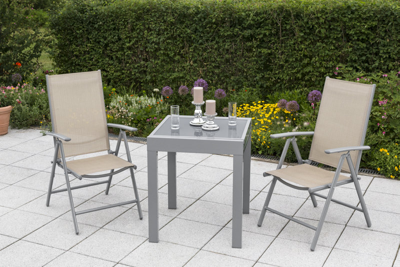 Ashmita 2 - Person Patio Dining Set with Square Table, Champagne