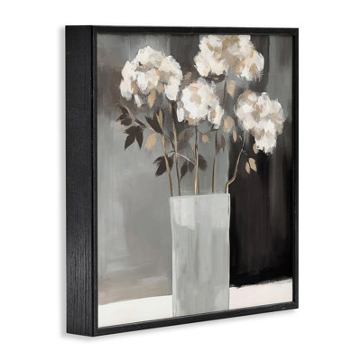 Vase of Grace on Grey Framed Giclee, design by Mona Grace