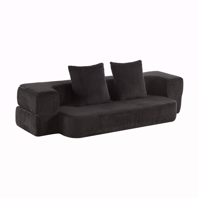 Canapé modulaire rabattable en mousse Ebern Designs, Noir