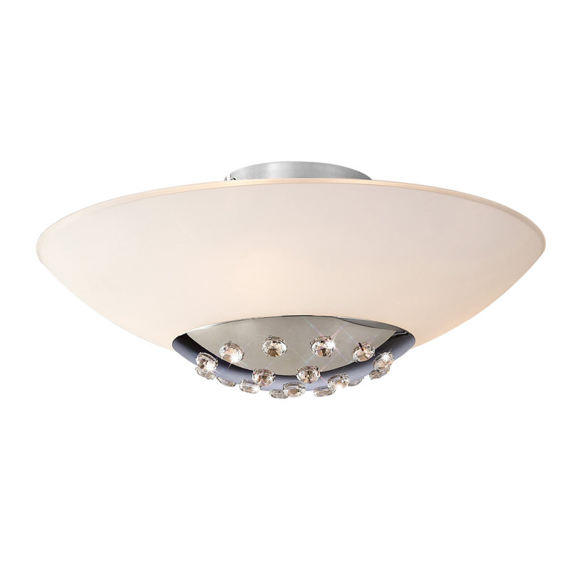 Glass Semi Flush Mount, Polished Chrome