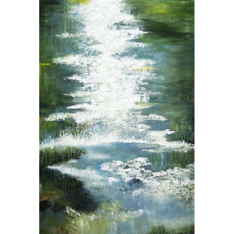 Shimmering Water Print, Wrapped Canvas, Light Green, 40" H x 26" W x 2" D