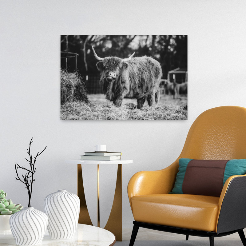 Vache affamée I, art abstrait contemporain, H 16 po x l 24 po