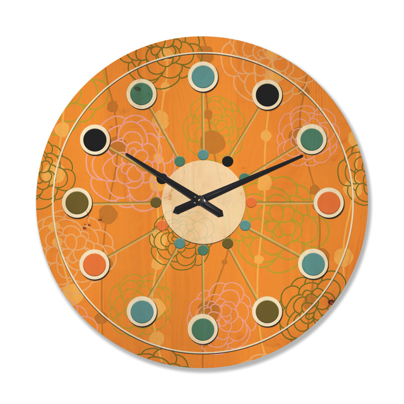 Horloge murale rétro en bois Mid-Century, Très grand