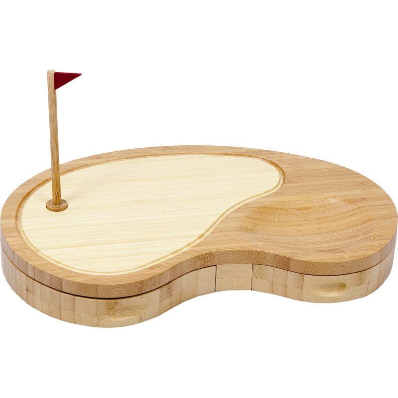 Bamboo Golf-Themed Cheese Board and Tool Set, 8 Piece