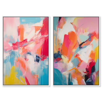 Abstract Sober Set Canvas Set of 2 Maximalist Art by Art Remedy