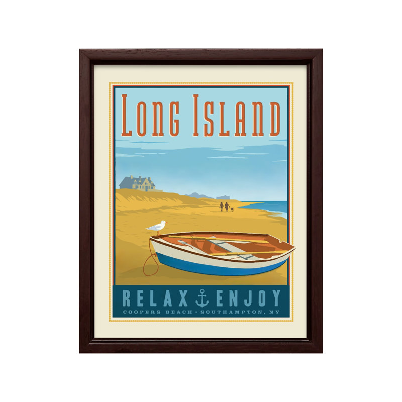 Long Island, Canevas, H 24 po x l 32 po, Encadrement brun