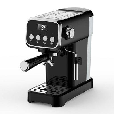 Machine à espresso verticale 20 bars avec mousseur à lait, réservoir de 43 oz, chauffe-tasse intégré, bouton écran, conception compacte, noir