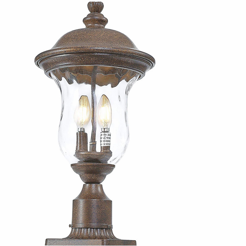 21"(H) Classic Outdoor Post Lamp, Waterproof Garden Patio Lantern, Transparent Glass Shade, Classic Bronze Color, Suitable for Courtyard, Porch, Pathway, and Driveway Lighting (Integrated and No Bulb)