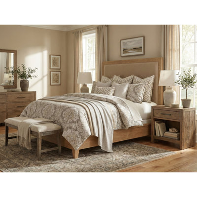 Magnolia Home Fashions Hamilton Stone 100% Cotton Luxury Duvet Cover and Sham Set