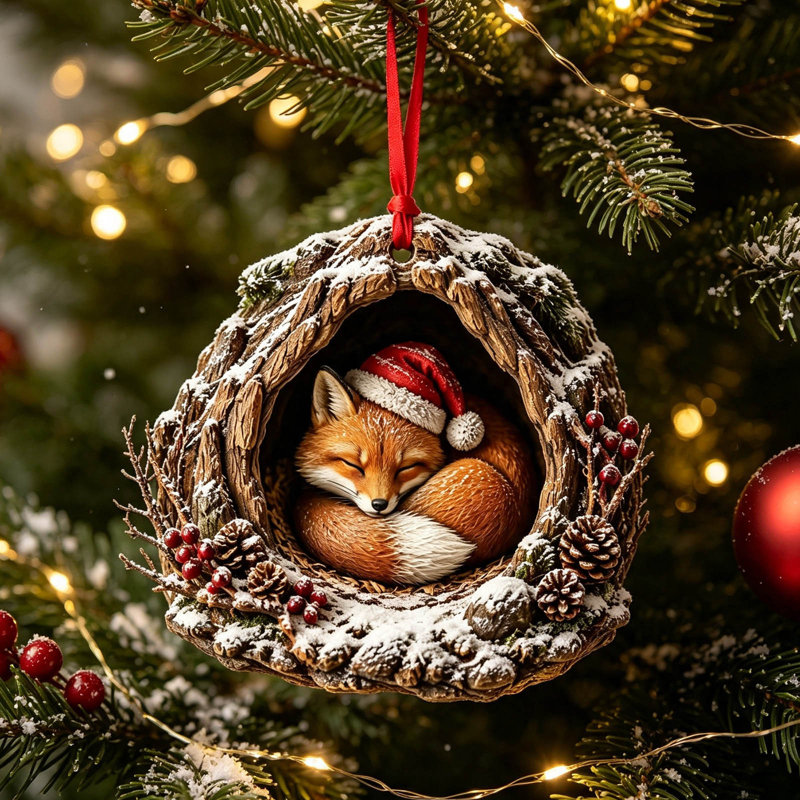 Décorations de Noël en résine, décorations d'animaux mignons en forêt, de profondeur