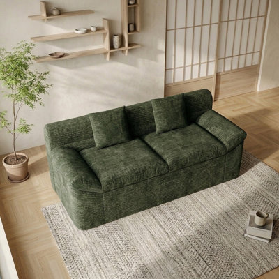 71" Oversized Cloud Loveseat Couch for Living Room,Tilted Armrests & Double Cushion, Memory Foam Boneless Loveseat Sofa for Bedroom Apartment, No Assembly,green