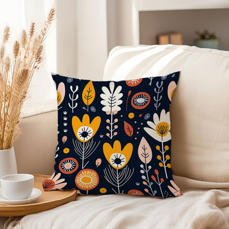 Botanical Scandinavian Flower Pattern III, 20"H x 20"W
