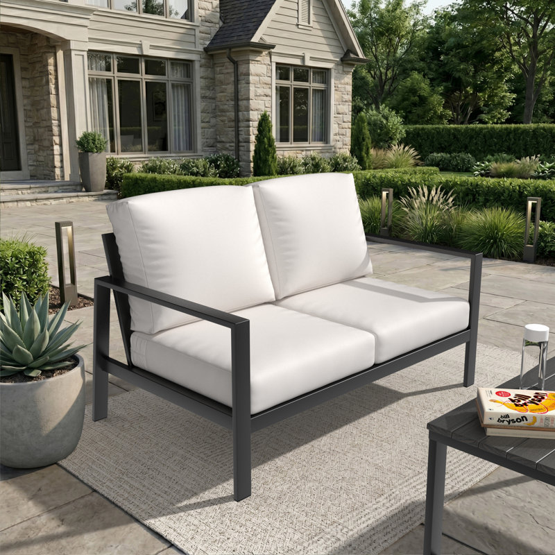 Causeuse d'extérieur 55 po avec coussins Sunbrella® Townsend, Argent coulé Sunbrella®, None