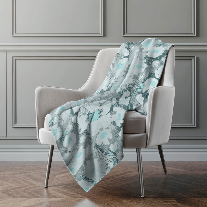 Jeté en sherpa floral Addison, Floral bleu sarcelle