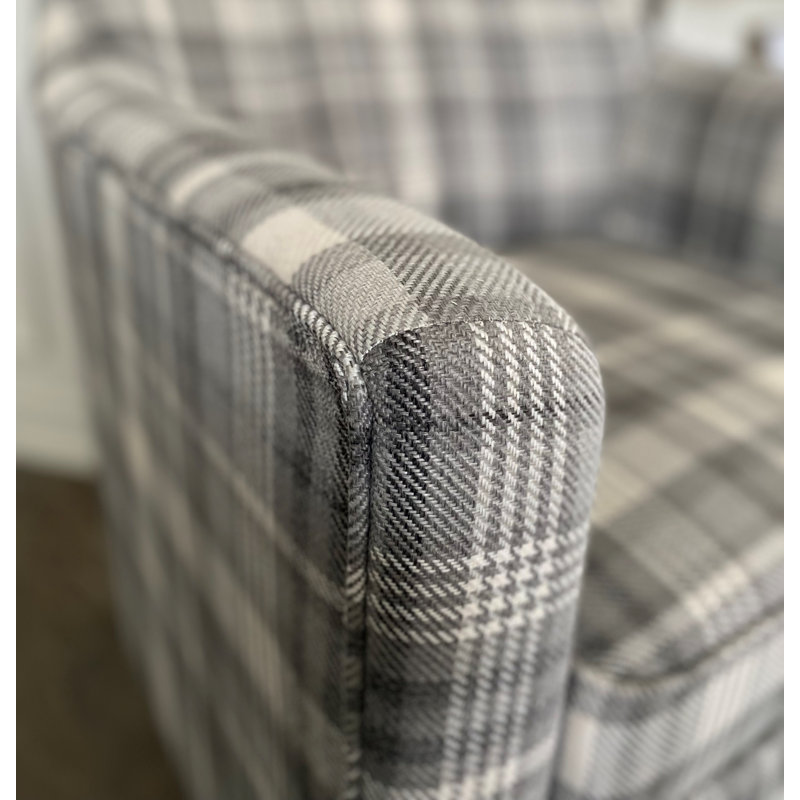 Labrea Upholstered Armchair, Gray Plaid Linen Blend