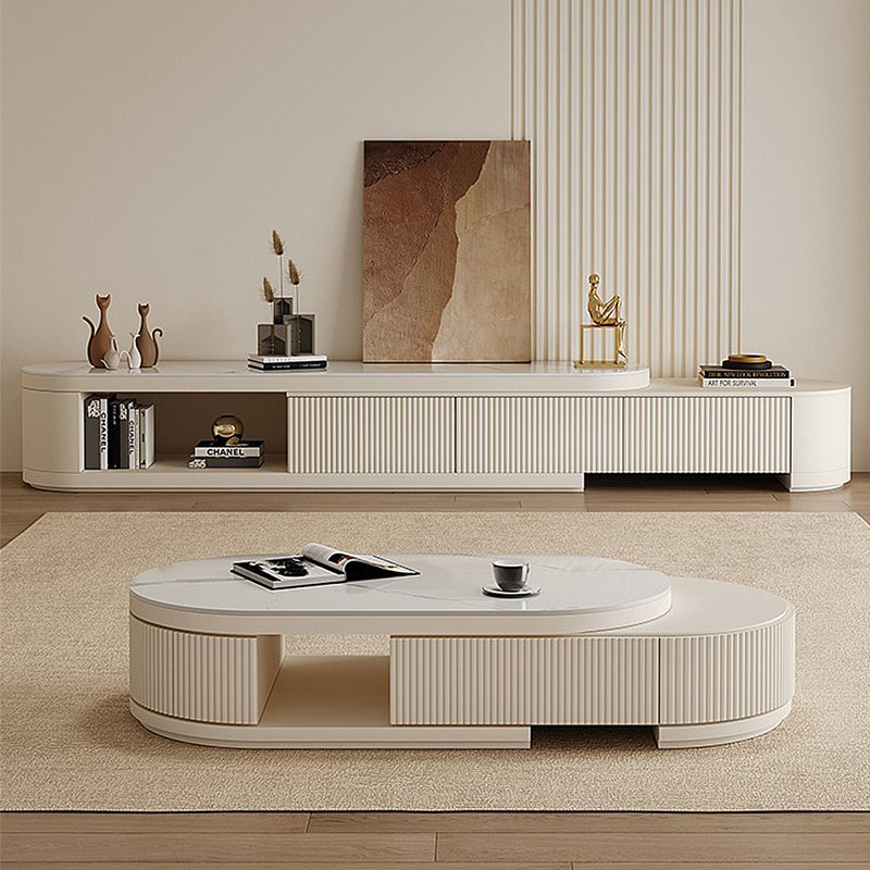 Cream Style Slate Expandable Coffee Table