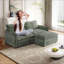 Canapé modulaire, causeuse 2 places en L avec repose-pieds, pour salon, bureau à domicile | Vert sauge-884834909