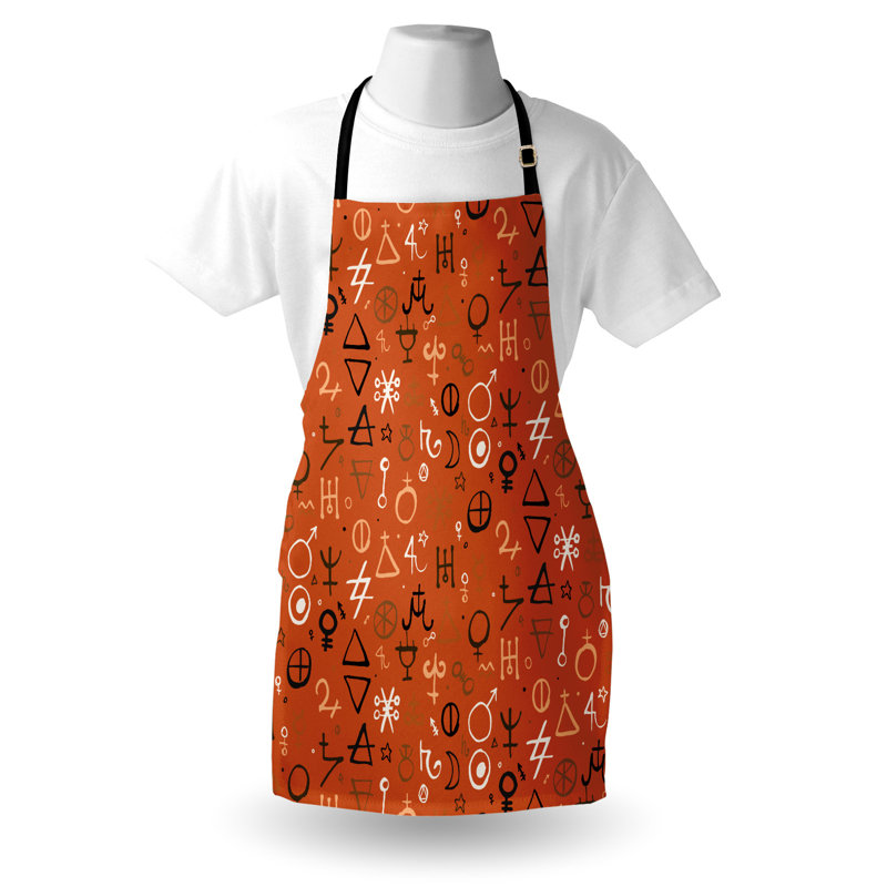 Tablier orange East Urban Home unisexe, formes aztèques occidentales, taille adulte, rouge