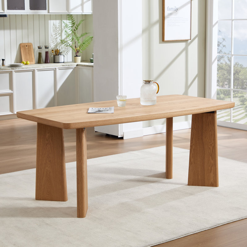 Table de salle à manger rectangulaire en bois massif et manufacturé 70,87 "l 6 personnes, Naturel