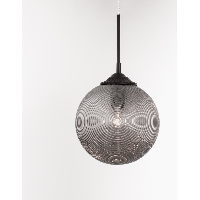 1 - Light Sphere Pendant, Smoke Grey, Black