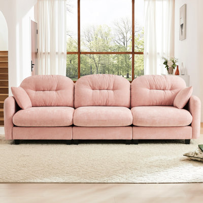 Ensemble de canapé modulaire rose avec revêtement en chenille doux, dossier et épissure flexible pour différents espaces
