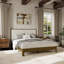 Luca solid wood boucle upholstered headboard bed frame-131499533-131499531