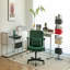 Fauteuil de bureau vert en velours avec accoudoirs croisés, avec roulettes-1310730717