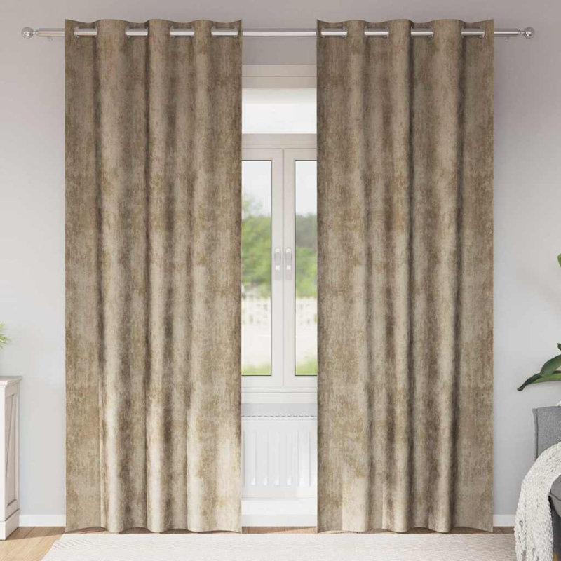 Alithia Velvet Room Darkening Curtain Pair, 140cm Width x 225cm Drop, Champagne