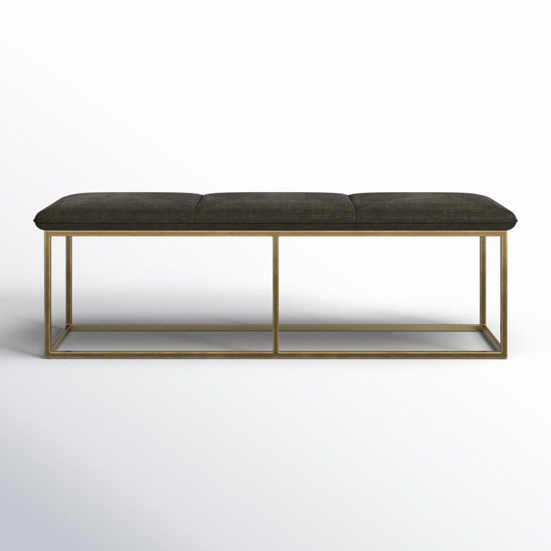 Alley Upholstered Bench, Dark Gray Performance Basketweave