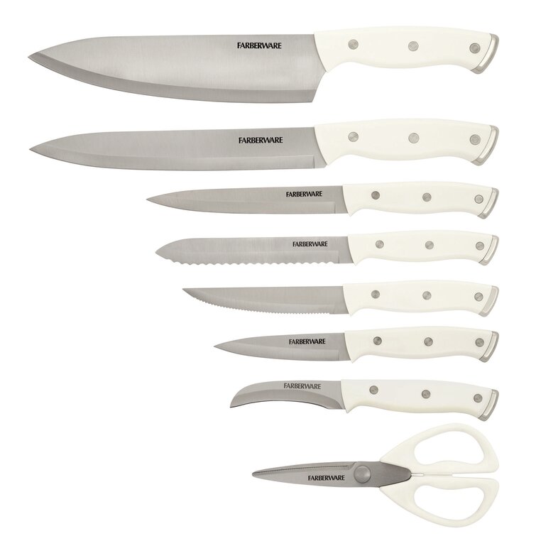 Farberware 14-Piece Knife Set with Built-In Edgekeeper Knife Sharpener and  White Accents - High-Carbon Stainless Steel with Ergonomic Handles, with  Acacia Block & Reviews