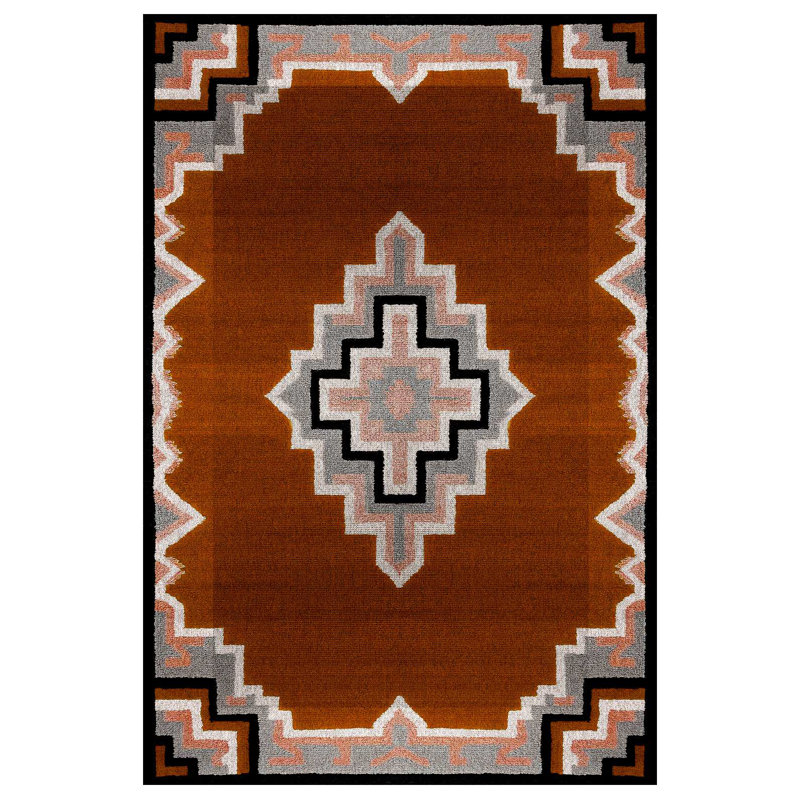 Argan Collection Digital Print Cotton-Polyester Brown Moroccan Rug, Runner 3'4" x 8'3"