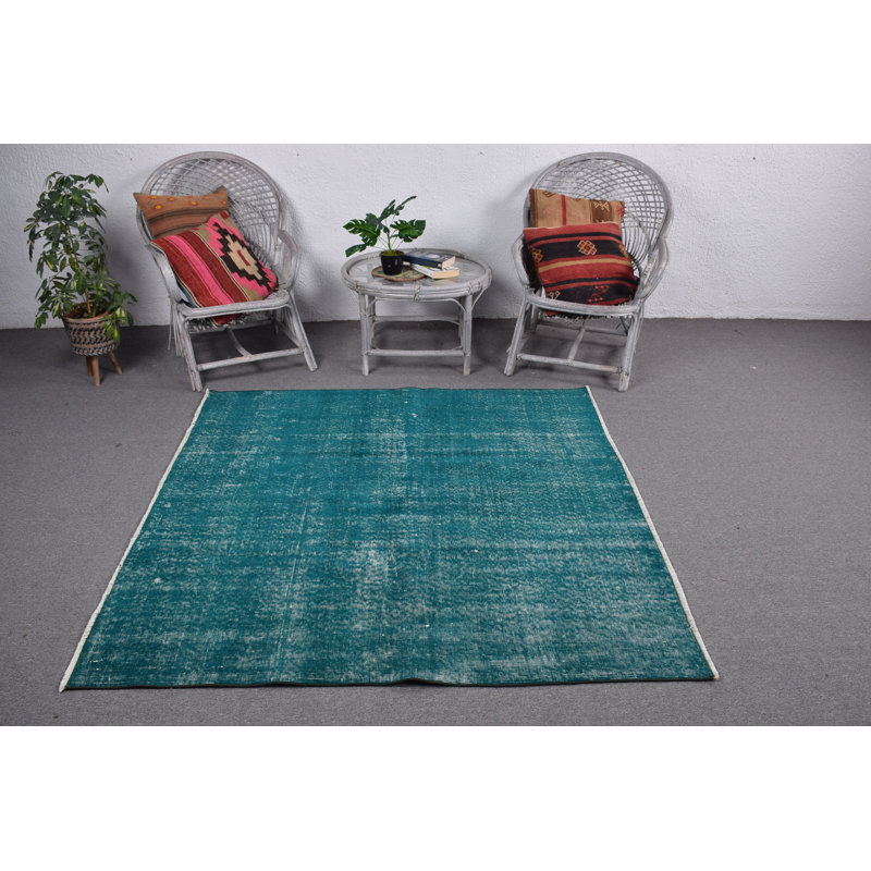 Tapis turc rétro rétro vert Anatolian