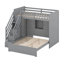 Lit superposé simple au-dessus de double avec lumières DEL, lit superposé en bois massif avec tablettes, escaliers et garde-robe-1176179138