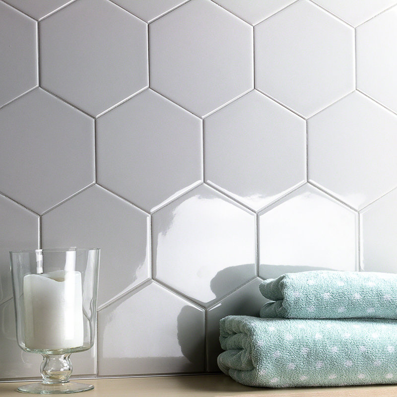 Carreau de céramique hexagonal 6 po x 7 po Hexagon, Perla