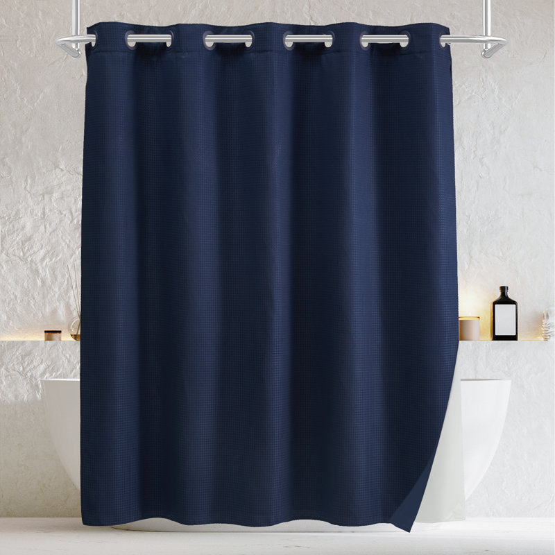 Rideau de douche sans crochet Rakiem, H 74 po x l 71 po, Marine
