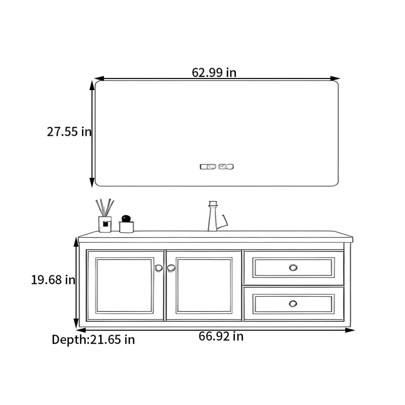 Agustin, 19.68" H x 66.92" W x 21.65" D