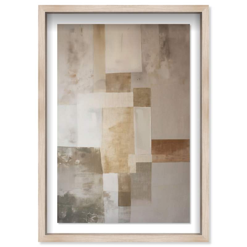 Dustveil (III) Shadowbox Abstract Print by Oliver Gal, Black Frame, 10 x 15, 37.5"H x 25.5"W, Natural Oak Frame