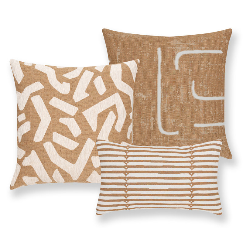 Fascination Sunbrella® Throw Square Indoor/Outdoor Pillow Cover & Insert by Elaine Smith, 22"H x 22"W, Caramel