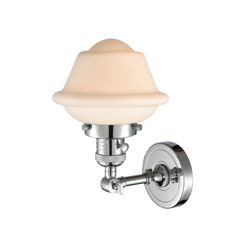 Agosto Armed Sconce, Matte White Cased, 3.5 Watt Vintage LED Bulb, Polished Chrome