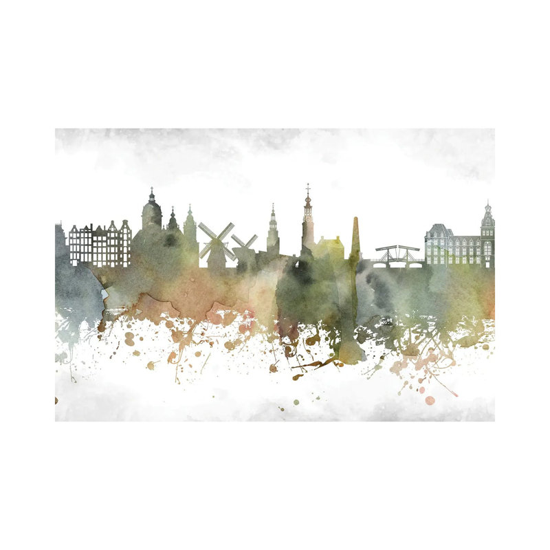 Amsterdam Skyline 1 Piece Wrapped Canvas Wall Art, 30.48cm H x 45.72cm W x 1.9cm D