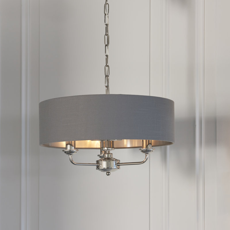 Landover 3 - Light Drum Chandelier, Charcoal, Bright Nickel