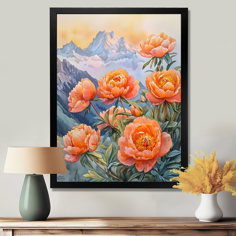 Gorshtein - Floral Canvas Wall Art, Noir, noir, noir, noir, H 20 po x l 12 po, Reproduction encadrée sans passe-partout