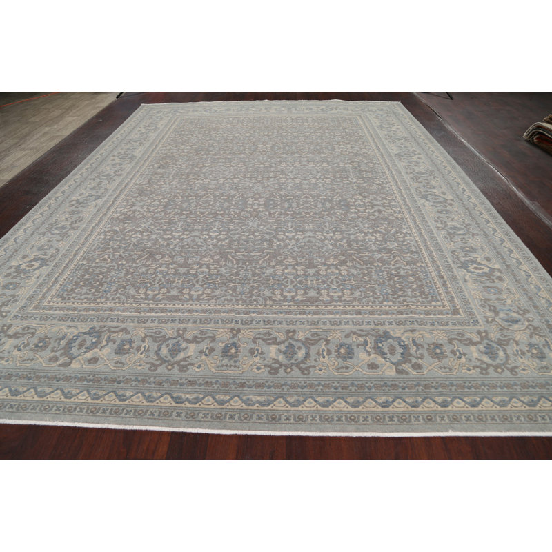 Tapis bleu clair / ivoire en laine Ziegler
